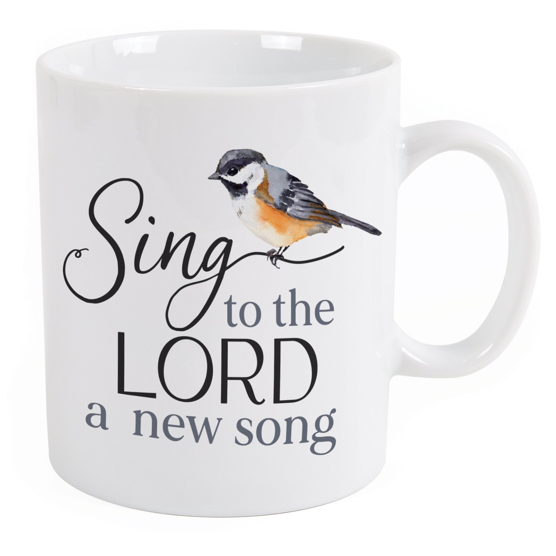 Sing to the LORD a new song - White Coffee Mug with Bird Art | birthday gift  oak7west.com