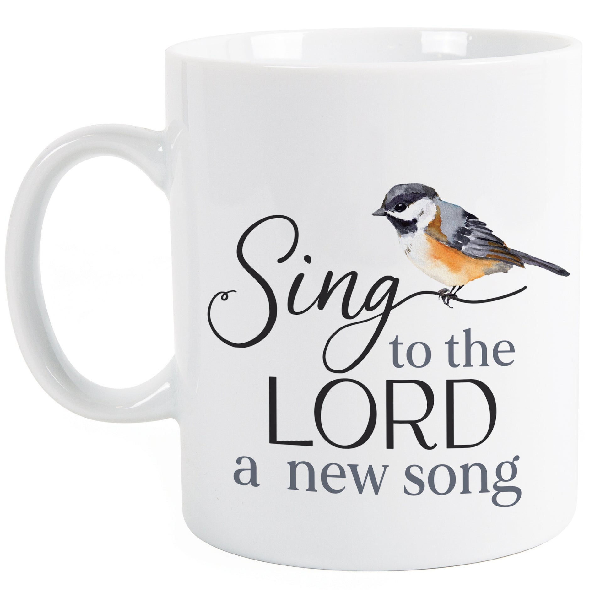 Sing to the LORD a new song - White Coffee Mug with Bird Art | gift idea | oak7west.com