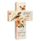 Table Cross Wood Block - Bird, Flowers, Butterfly Art - grace will lead you through - Spring Easter Decor | oak7west.com
