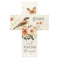 Decorative cross with bird, flowers, and butterfly on a white background | oak7west.com