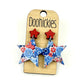 USA Star Dangle Earrings Floral Design Red White Blue | oak7west.com