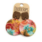 Vibrant Floral Design on Cork with Walnut Wood Studs 2 Lightweight Dangle Earrings - Made in the USA | oak7west.com