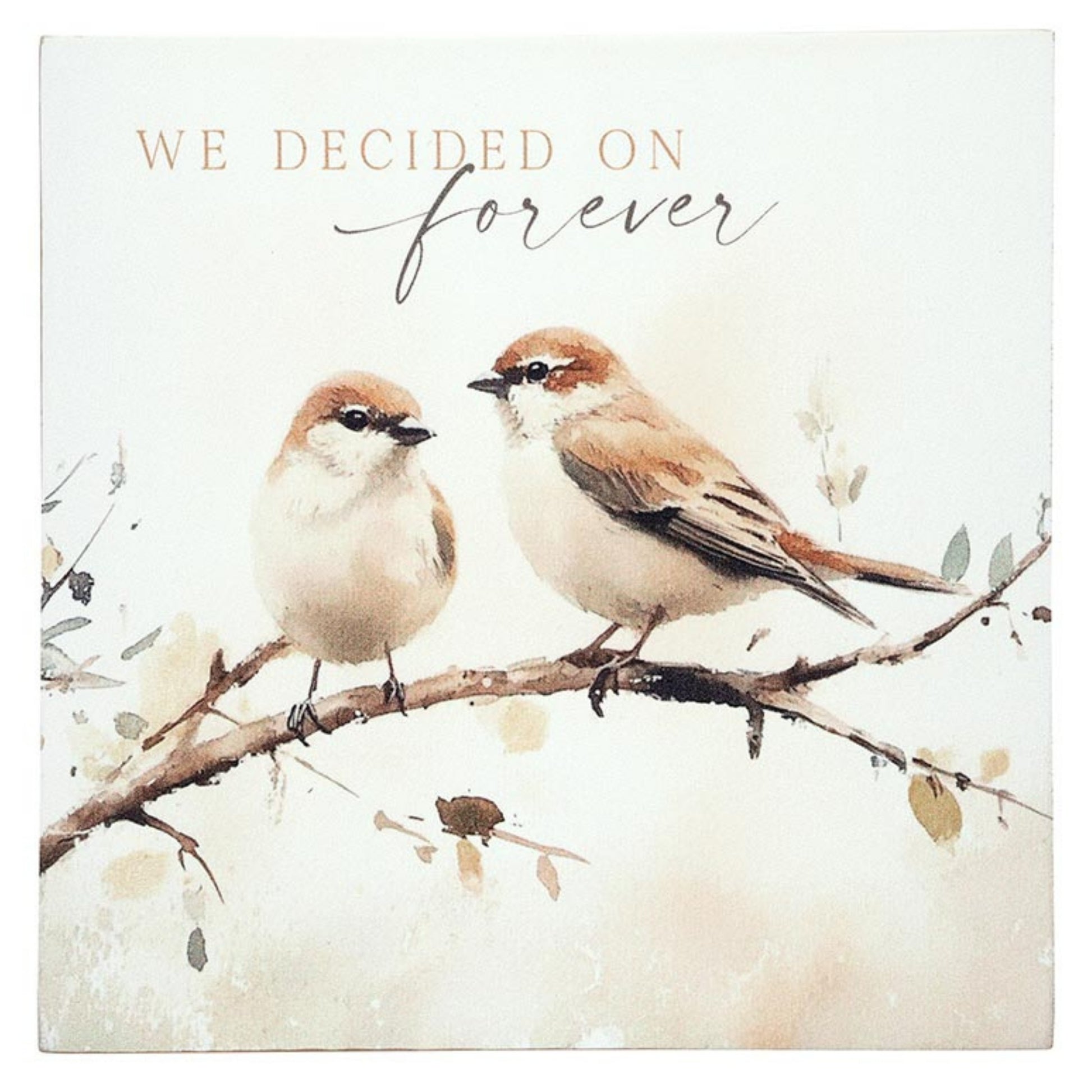 Wedding or Anniversary Wood Art Block - WE DECIDED ON forever, Two Love Birds - Wedding Decoration, Gift | oak7west.com