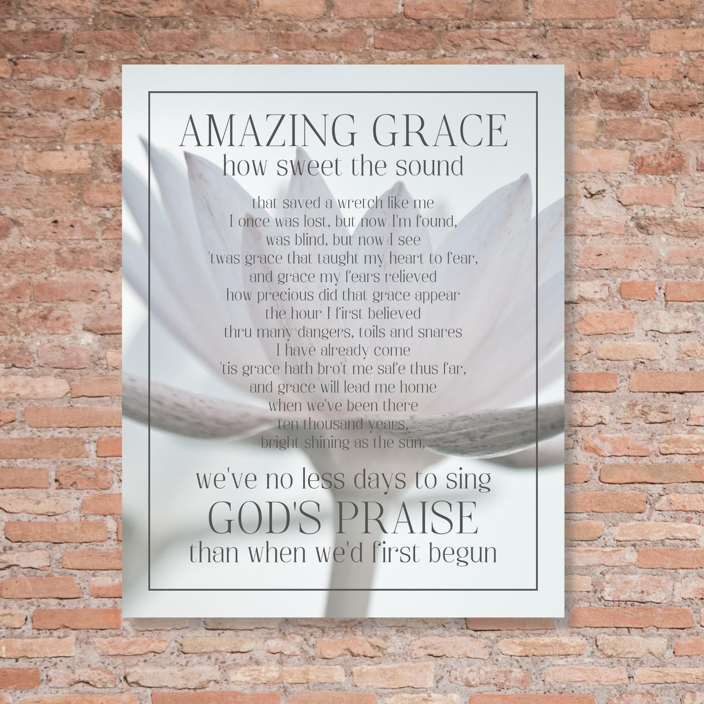 Inspirational Song Lyric Wall Art - AMAZING GRACE how sweet the sound... Christian Wall Poster (16x20) | oak7west.com