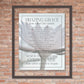 Inspirational Song Lyric Wall Art - AMAZING GRACE how sweet the sound... Christian Wall Poster (16x20) | Shown in modern glass frame on interior brick wall | oak7west.com