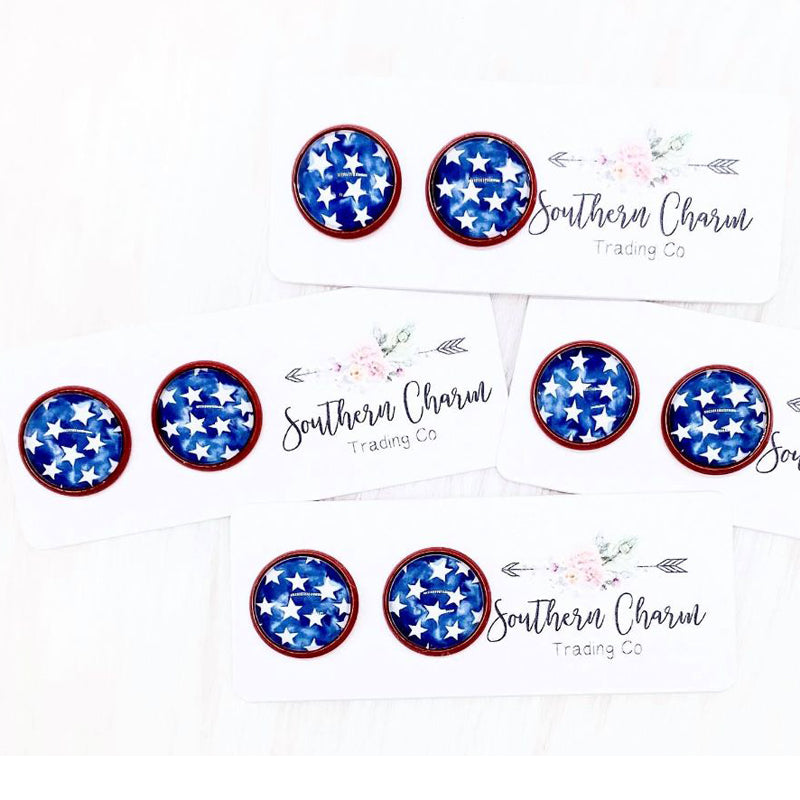 Americana Star Button Earrings | oak7west.com