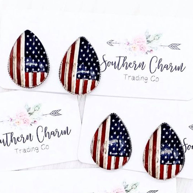 American Flag Teardrop Earrings | oak7west.com