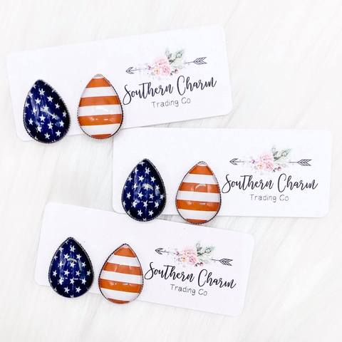 Stars and Stripes Teardrop Earrings | oak7west.com