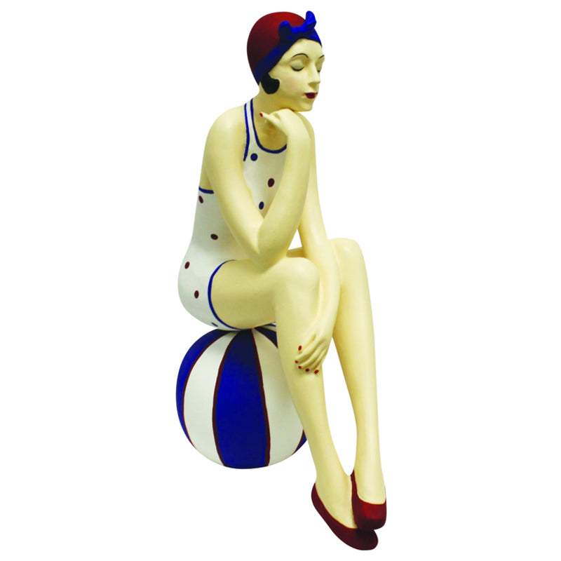 BATHING BEAUTY FIGURINE... Red, White, & Blue Collectible Bather on Beach Ball | oak7west.com
