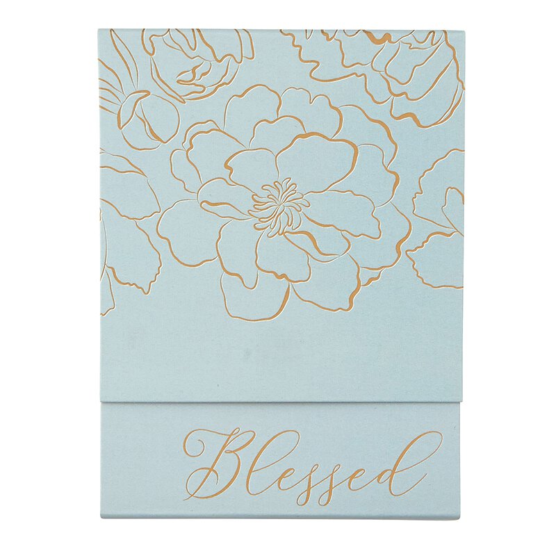 Blessed Pocket Notepad with Magnetic Closure | Inside reads "Blessed is she who believed. Luke 1:45" | oak7west.com