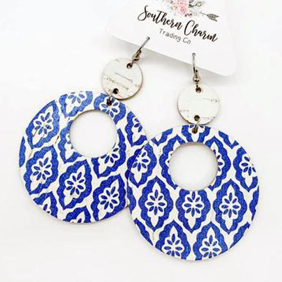 White & Blue Moroccan Dangle Earrings
