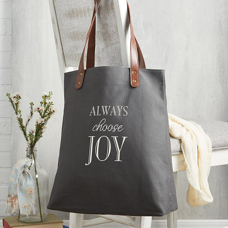 Canvas Tote Bag - Always Choose Joy | Black and White | oak7west.com