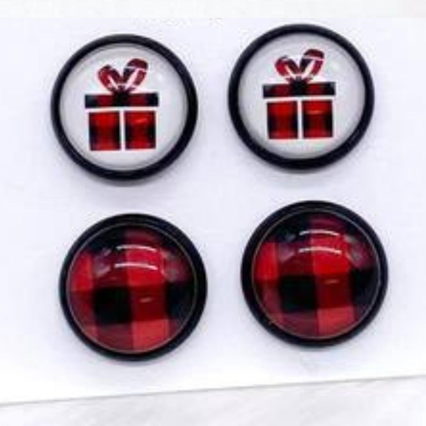 Christmas Earring Set - Red & Black Buffalo Plaid Earrings with Christmas Gift Earrings | oak7west.com