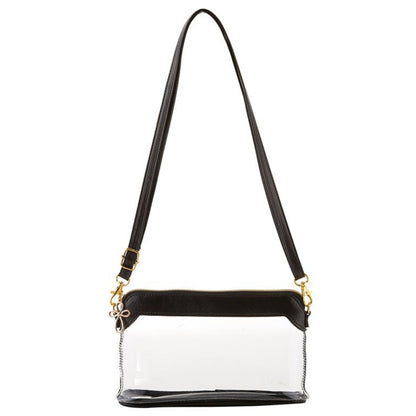 Clear Stadium Bags - Clear Purse with Strap - Clear Compliant Bag (Choose Black, Rose Gold, or Platinum) | Black shown | oak7west.com