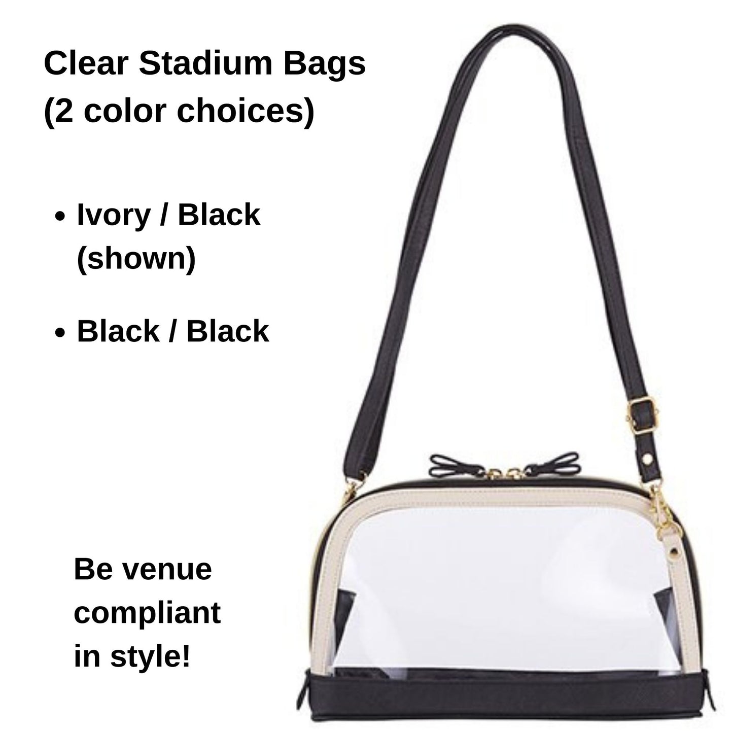 Clear Stadium Bag - Clear Purse with Strap and Bow - Clear Compliant Bag (2 options) | Be venue compliant in style with a clear purse | oak7west.com