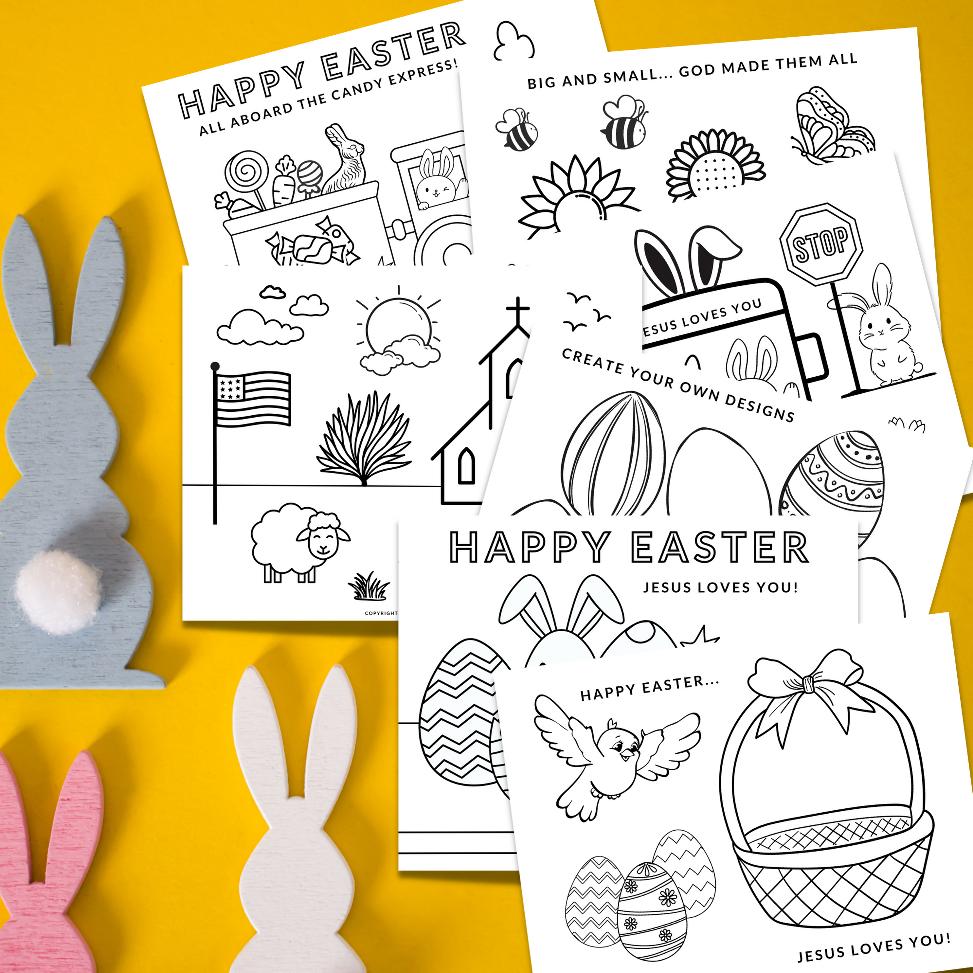 Easter Coloring Pages - 7 Digital Downloads to Print and Color | oak7west.com
