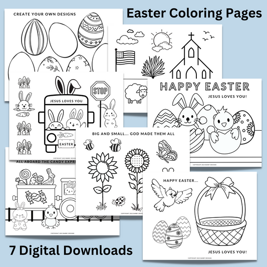 Easter Coloring Pages - 7 Digital Downloads to Print and Color | oak7west.com