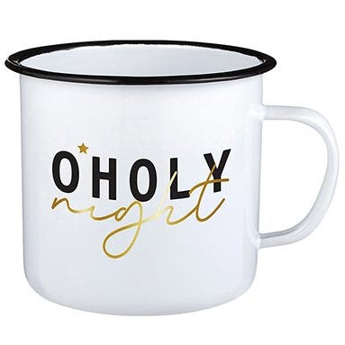 Enamel Campfire Style Christmas Mugs - Set of 4 | O'Holy Night | oak7west.com