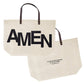 Extra Large Jute Tote Bag - AMEN | In Christ all God's Promises are Yes and AMEN. 2 Corinthians 1:20 | Inspirational Tote | oak7west.com