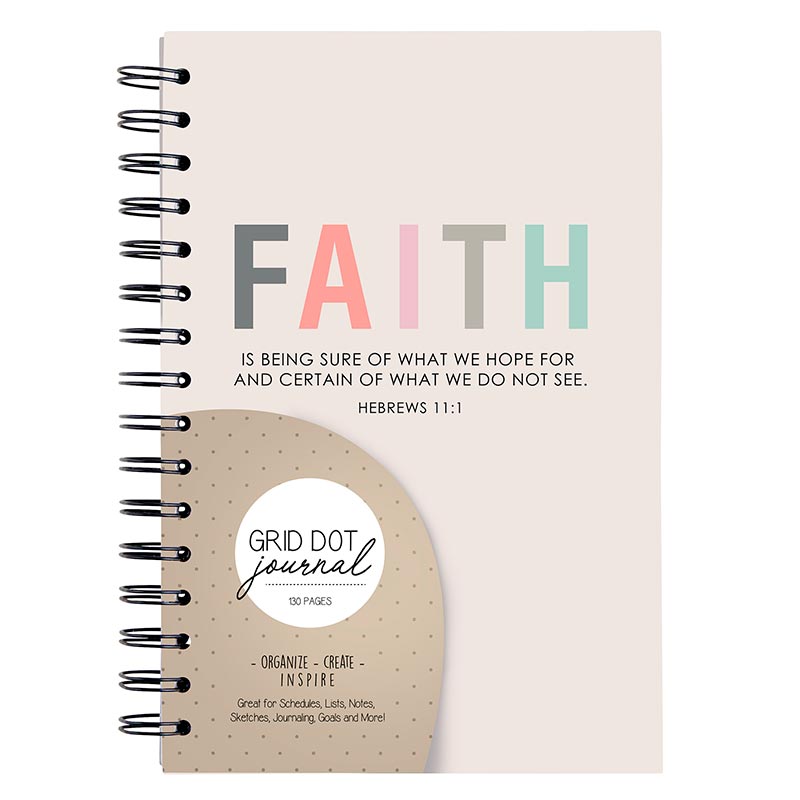 FAITH Inspirational Bundle | Includes... Faith Grid Dot Journal, Faith Glass Water Bottle with Bamboo Lid & Silicone Sleeve, Faith Bookmark, Faith Magnet, Pen Set of 2 - BLESSED IN ALL THINGS | STAND FIRM IN FAITH, Notepad Set of 2, Snap Bracelets - FAITH | Be Strong and Courageous, Wood Bead Cross Bracelet, Reflections of Faith Necklace - Shine Your Light, Faith Canvas Pouch with Tassel Zipper | Pictured FAITH Grid Dot Journal | oak7west.com