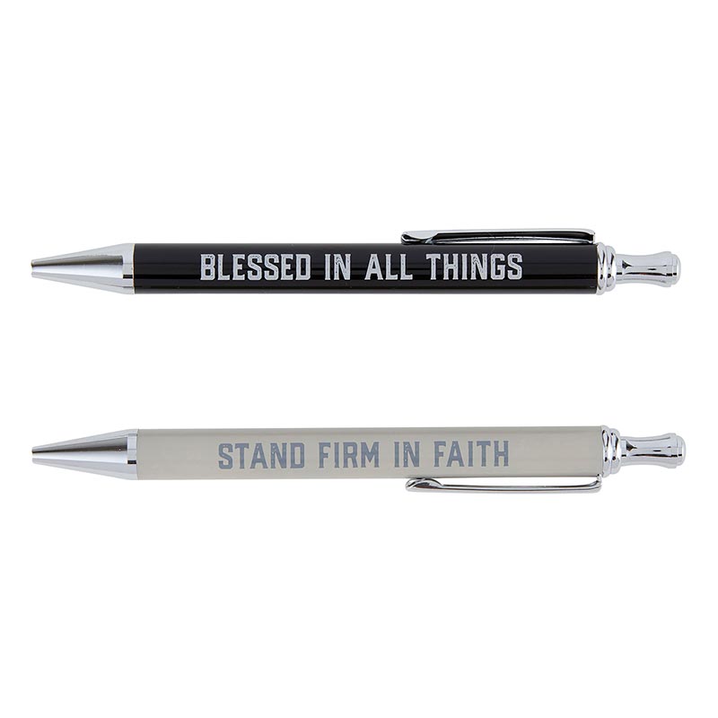 FAITH Inspirational Bundle | Includes... Faith Grid Dot Journal, Faith Glass Water Bottle with Bamboo Lid & Silicone Sleeve, Faith Bookmark, Faith Magnet, Pen Set of 2 - BLESSED IN ALL THINGS | STAND FIRM IN FAITH, Notepad Set of 2, Snap Bracelets - FAITH | Be Strong and Courageous, Wood Bead Cross Bracelet, Reflections of Faith Necklace - Shine Your Light, Faith Canvas Pouch with Tassel Zipper | Pictured Pen Set of 2 - BLESSED IN ALL THINGS | STAND FIRM IN FAITH | oak7west.com