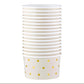 Fun Party Treat Cups - Gold Polka Dot Food Grade Paper Bowls (16 pack) | Perfect for birthday party treats, bridal shower snacks, the baby shower candy bar, or for that ice cream bar at you wedding reception | oak7west.com