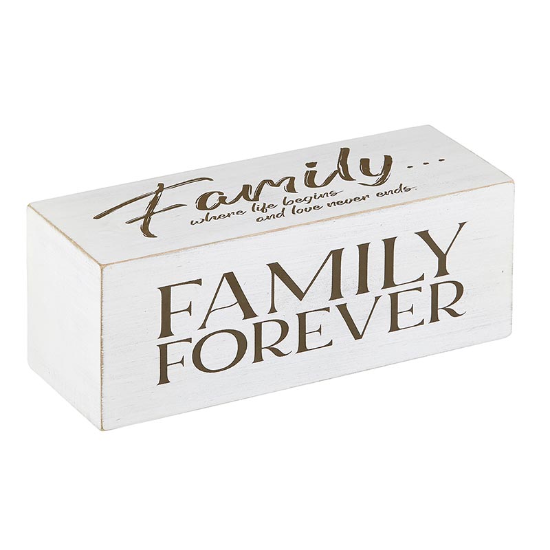 Family Forever Message Wood Block | FAMILY FOREVER | Family... where life begins and love never ends | oak7west.com