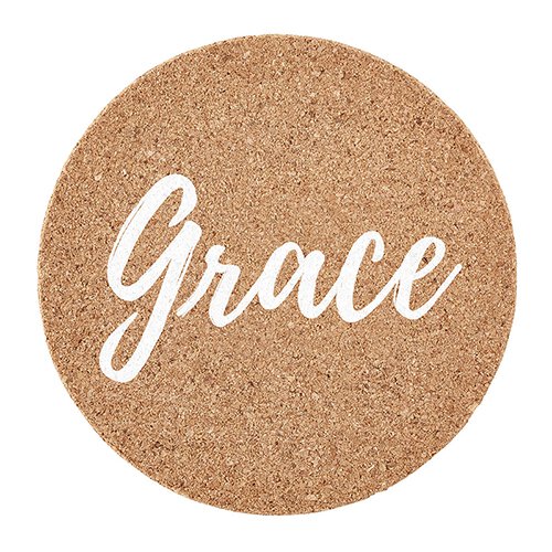 Faith, Hope, Love, Grace - Inspirational Cork Coaster Set of 4 - Grace Coaster Shown | oak7west.com