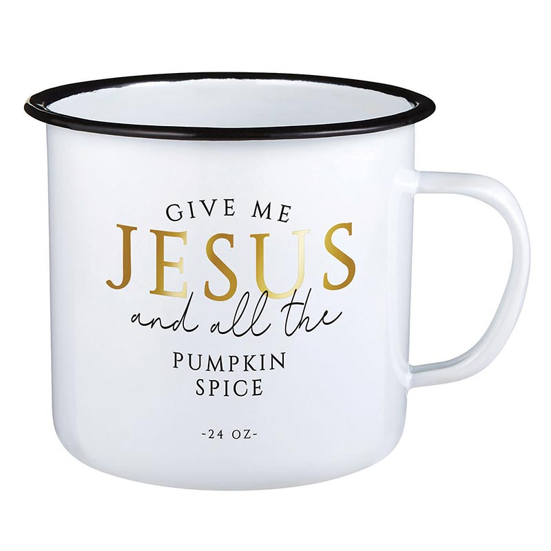 Jesus and Pumpkin Spice  - Enamel Campfire Style Mug | oak7west.com