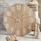 Natural Finished Wood Wall Clock - Subtle Rustic Style Large Clock - Timeless Wall Decor (31") | Large Rustic Wood Wall Clock in front of brick wall | oakwest.com
