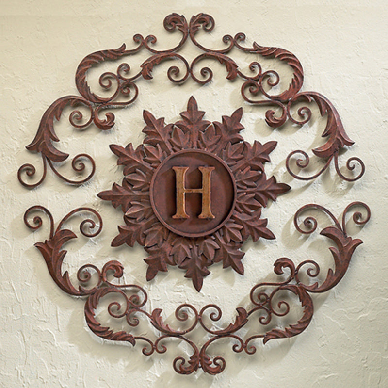 Monogrammed Iron Wall Grille - Personalized Wall Decor (33"W) | oak7west.com
