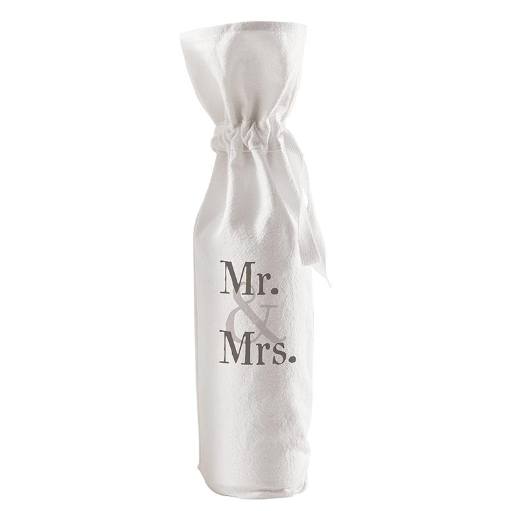 Mr & Mrs Cotton Drawstring Bag - Wine Bag, Wedding Gift Bag, Anniversary Gift Bag | oak7west.com