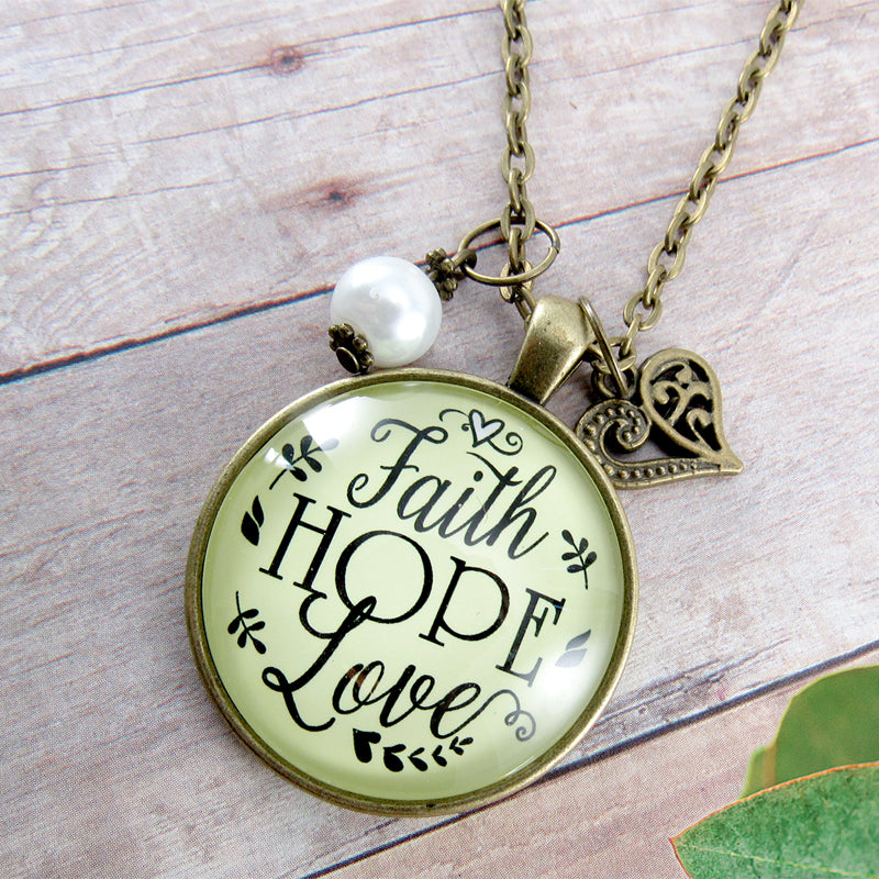 Personalised Faith, Hope, Love Russian Ring Necklace