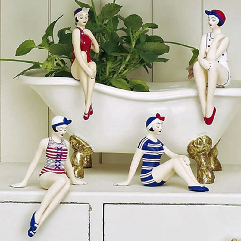 Mini BATHING BEAUTY FIGURINES in Red, White, & Blue - Set of 4 | oak7west.com