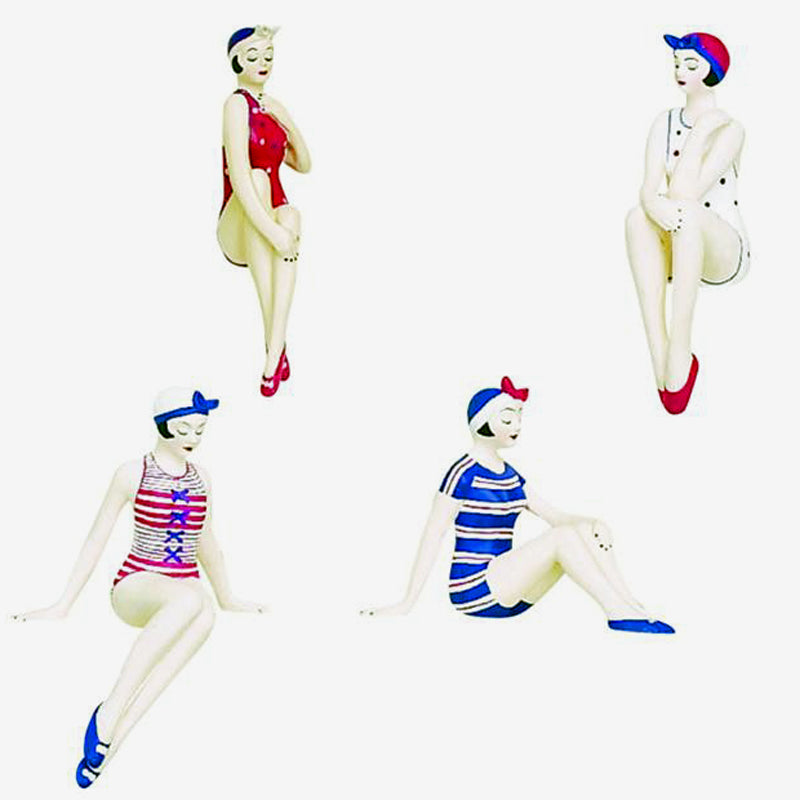 Mini BATHING BEAUTY FIGURINES in Red, White, & Blue - Set of 4 | oak7west.com