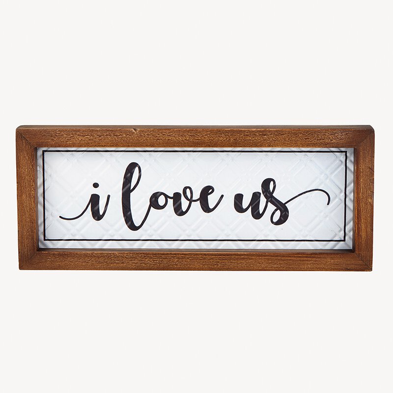 I Love Us Wall Decor - Wood Framed Enamel Plaque | oak7west.com