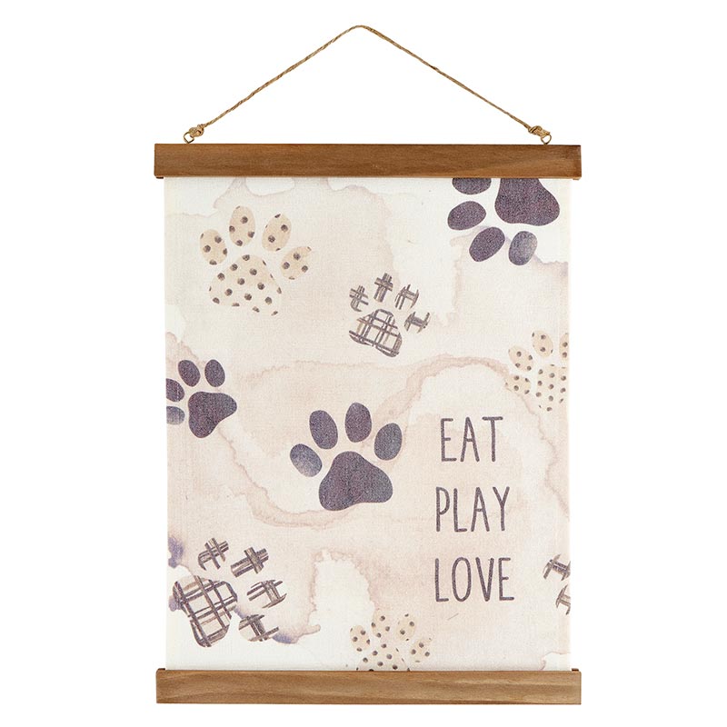 EAT PLAY LOVE... Canvas Banner with Pawprints Wall Decor (perfect gift for the dog and cat household) | oak7west.com